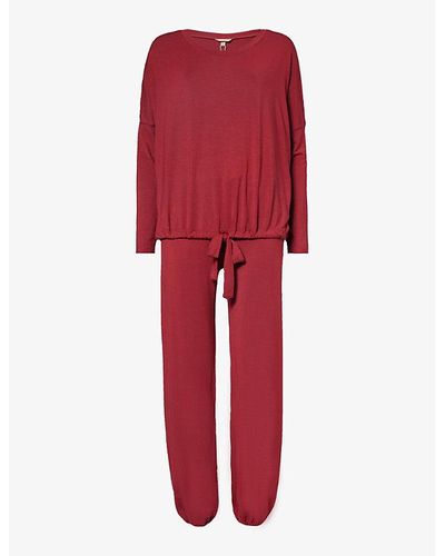 Eberjey Gisele Slouchy Relaxed-fit Stretch-jersey Pajama - Red
