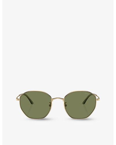 Giorgio Armani Ar6150 Branded Round-frame Metal Sunglasses - Green