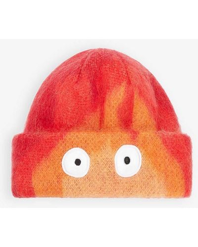 Loewe X Howl's Moving Castle Calcifer Mohair-blend Beanie Hat - Red