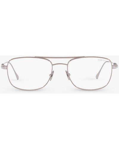 Tom Ford Ft5848 Private Collection Aviator-frame Metal Optical Glasses - White