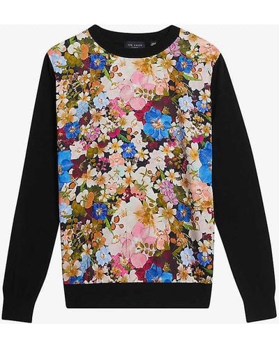 Ted Baker Delbi Floral-print Woven Sweatshirt - White