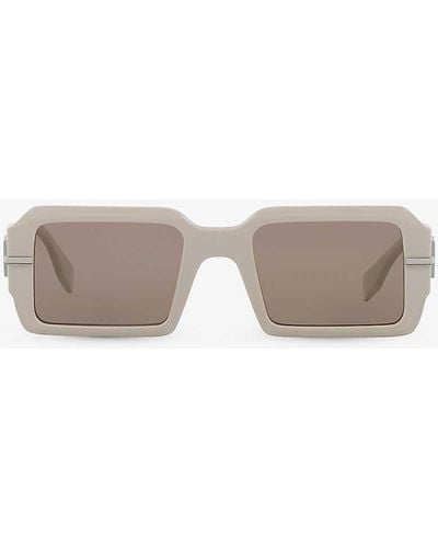 Fendi Fe40073u Graphy Rectangle-frame Acetate Sunglasses - White