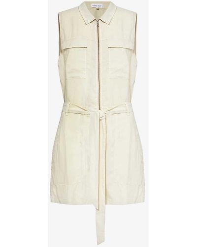 Bella Dahl Flap-pocket Belt-loop Relaxed-fit Woven Playsuit - White