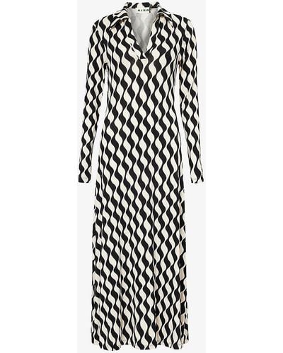 RIXO London Tillie Wave-pattern Stretch-woven Maxi Dress - White