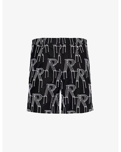 Represent Brand-embroidered Mid-rise Cotton Shorts X - Black