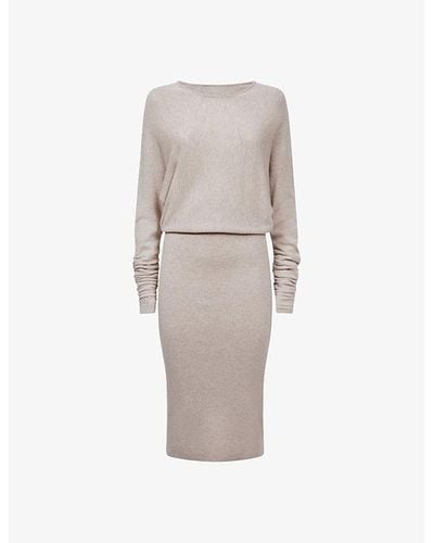 Reiss Leila Crew-neck Wool And Cashmere Sweater - Natural
