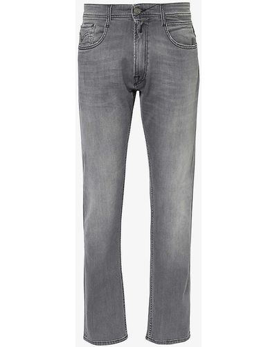 Replay Rocco Slim-fit Straight-leg Stretch-denim Jeans - Grey