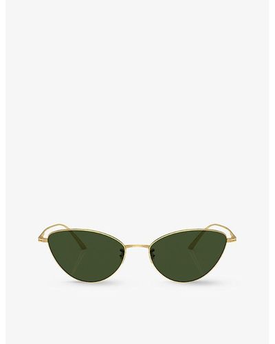 Oliver Peoples Ov1328s 1998c Butterfly-frame Metal Sunglasses - Green