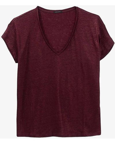 IKKS V-neck Short-sleeves Linen T-shirt - Purple
