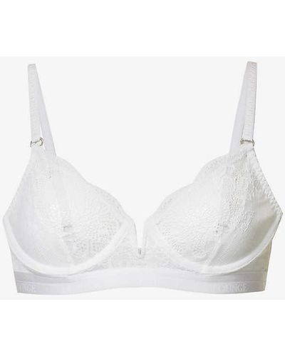 Lounge Underwear Royal Floral-lace Recycled-polyamide-blend Balconette Bra - White