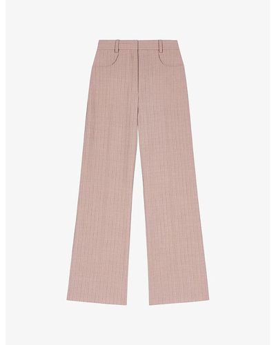 Maje High-rise Wide-leg Stretch-wool Pants - Pink