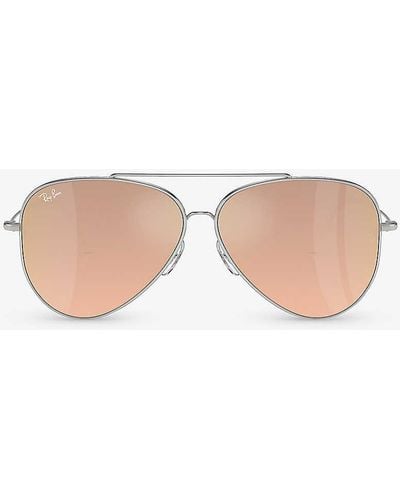 Ray-Ban Rbr0101s Aviator Reverse Pilot-frame Metal Sunglasses - Pink