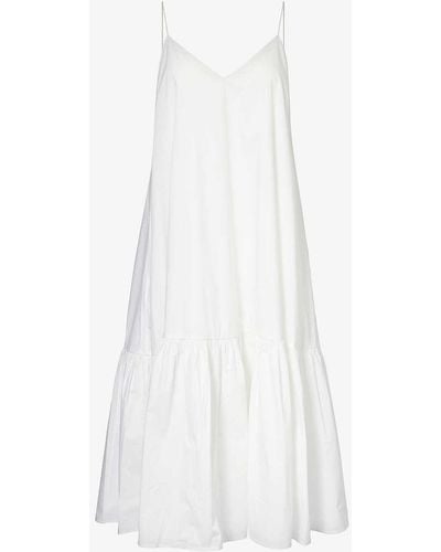 Anine Bing Averie Sleeveless Cotton-poplin Midi Dress - White