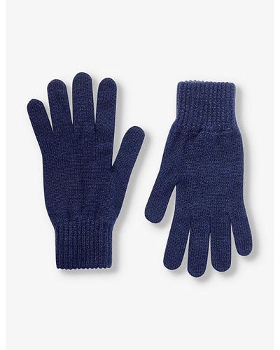 Johnstons of Elgin Vy Ribbed-cuff Knitted Cashmere Gloves - Blue