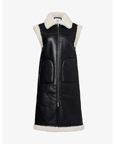 Anne Vest Tiffany Contrast-trim Regular-fit Shearling Gilet - Black