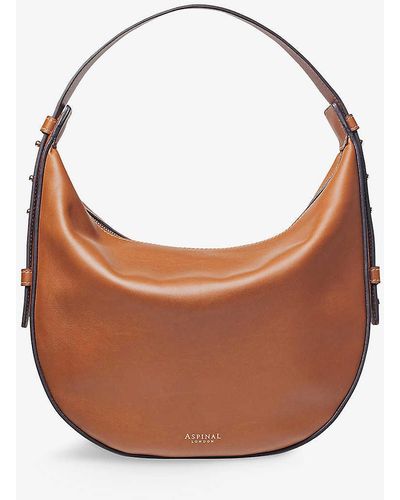 Aspinal of London Hobo Crescent-shape Smooth-leather Bag - Brown