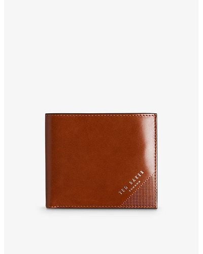 Ted Baker Prugs Embossed-logo Leather Bifold Coin Wallet - Brown