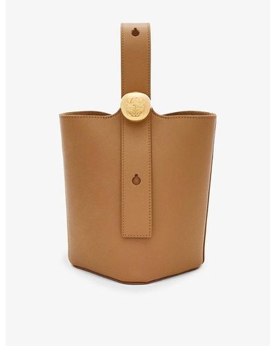 Loewe Pebble Mini Leather Bucket Bag - Natural