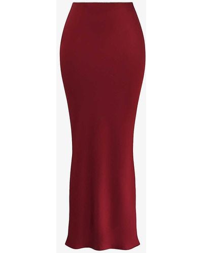 House Of Cb Sydel Bias-cut Satin Maxi Skirt - Red