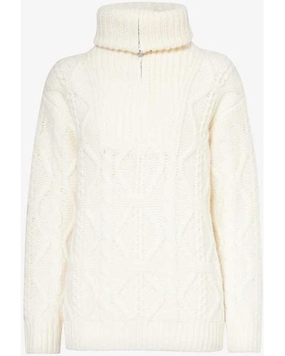 Vince Cable-knit Relaxed-fit Wool Jumper - White