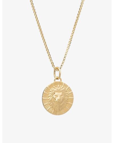Rachel Jackson Zodiac Coin Leo Short 22ct Gold-plated Sterling Silver Necklace - Metallic