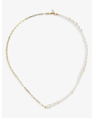 The Alkemistry Poppy Finch 14ct Yellow-gold And Pearl Chain-link Necklace - White