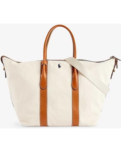 Polo Ralph Lauren Logo-embroidered Canvas Tote Bag - White