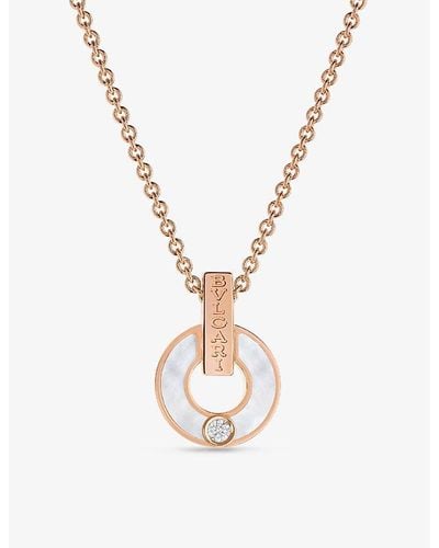 BVLGARI 18ct Rose-gold With Mother Of Pearl And 0.06ct Diamond Necklace - White