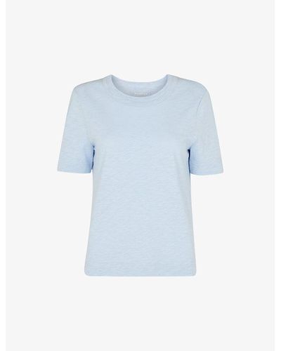 Whistles Rosa Double-trim Crew Neck Cotton T-shirt - Blue