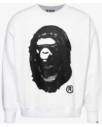 A Bathing Ape X Joshua Vides Branded-print Cotton-jersey Sweatshirt X - White