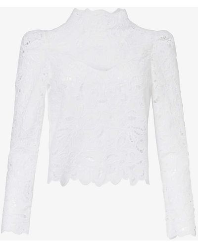 Isabel Marant Delphi Floral-broderie Ramie Top - White