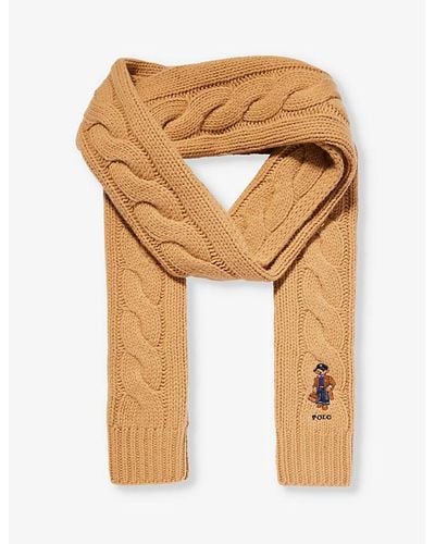 Polo Ralph Lauren Logo-embroidered Wool And Recycled-nylon Blend Scarf - Natural
