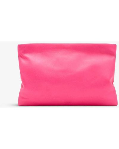 AllSaints Bettina Branded-hardware Leather Clutch - Pink