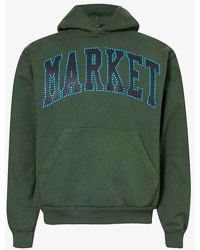 Market Rhinestone Arc Branded Cotton-jersey Hoody X - Green
