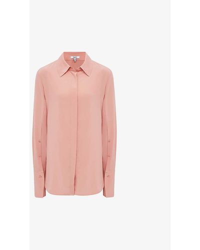 Reiss Kia Relaxed-fit Matte-silk Shirt - Pink