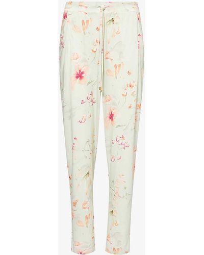 Hanro Printed Relaxed-fit Cotton-blend Trousers - White