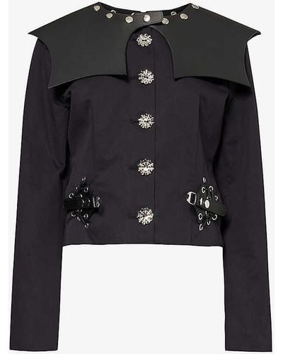 Chopova Lowena Invert Sailor-collar Cotton Jacket - Black
