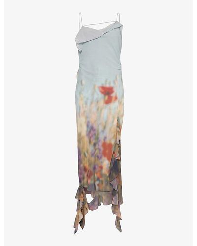 Acne Studios Delouise Floral-print Woven Midi Dress - White
