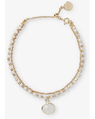 The White Company Moonstone Drop Beaded -plated Brass Bracelet - White