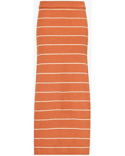 Pretty Lavish Louisa Stripe-pattern Knitted Maxi Skirt - Orange