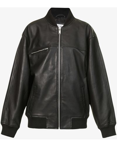 Musier Paris Kylian Oversized Leather Bomber Jacket - Black