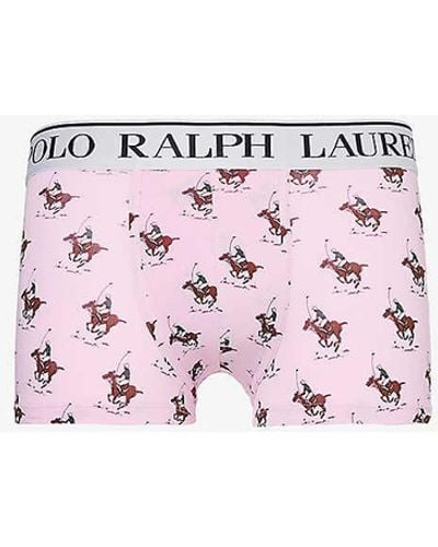 Polo Ralph Lauren Graphic-print Mid-rise Stretch-cotton Trunks Xx - Pink