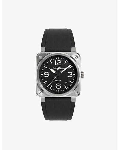 Bell & Ross Unisex Br03a-bl-st/srb Aviation Stainless-steel Automatic Watch - Black