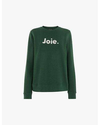 Whistles Joie Slogan-appliqué Cotton-jersey Sweatshirt - Green