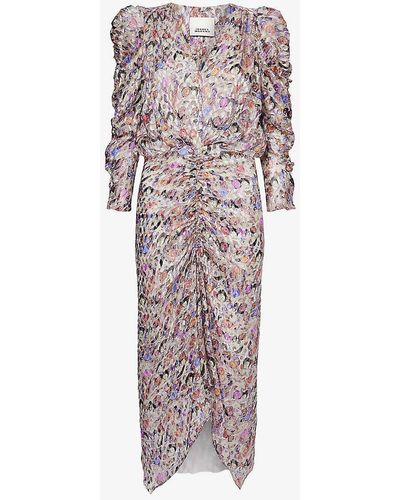 Isabel Marant Nemil Abstract-pattern Satin Midi Dress - Multicolour