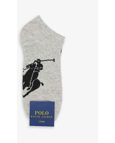Polo Ralph Lauren Logo-print Pack Of Three Cotton-blend Socks - Multicolour