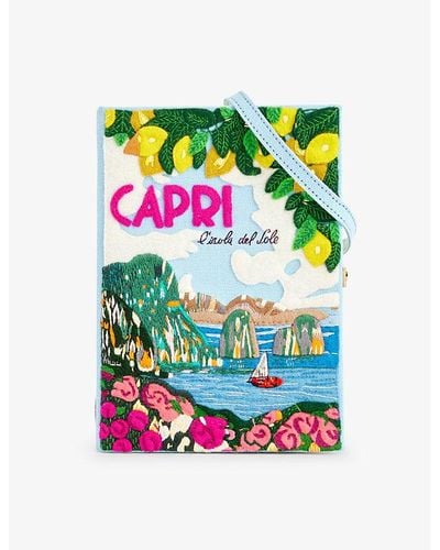 Olympia Le-Tan Capri Cotton, Wool And Silk-blend Clutch Bag - Green