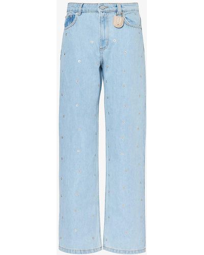 Fiorucci Rivet Straight-leg Mid-rise Organic-cotton Stretch-denim Jeans - Blue