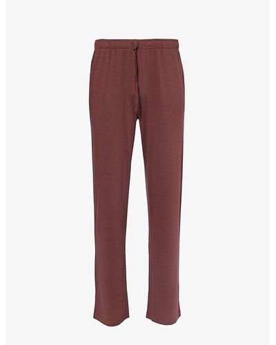 Sunspel Lounge Relaxed-fit Cotton-blend Pajama Bottoms X - Red
