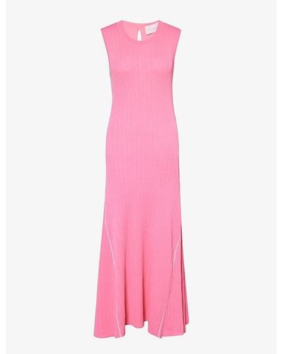 Maria McManus Godet Cut-out Knitted Midi Dres - Pink